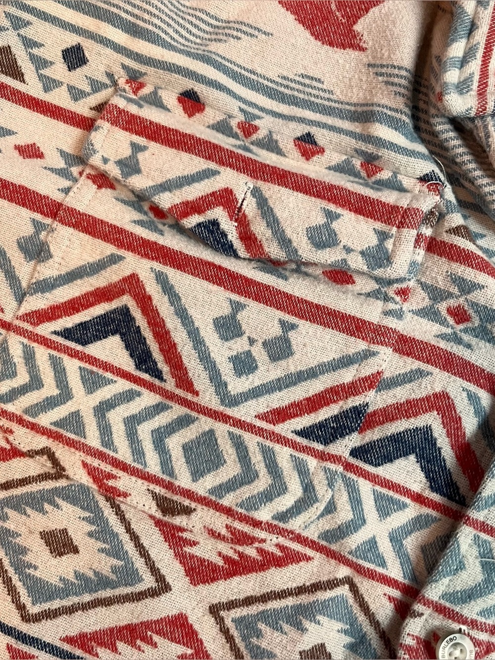 Burlebo Patterned Button-Up Shirt Jacket in Light Blue and Red Sz XL - Picture 8 of 10